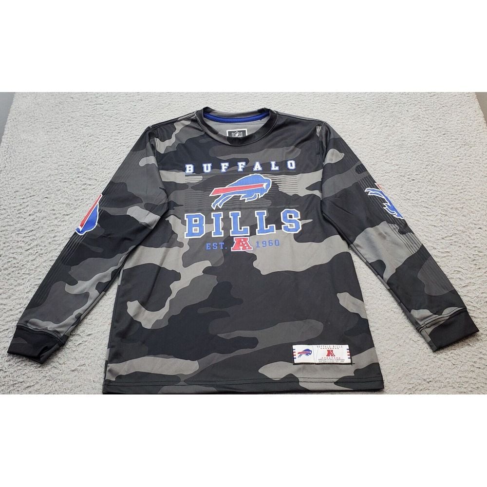 NFL Buffalo Bills Team Apparel T Shirt Football Youth 14-16 Multi Camo Print