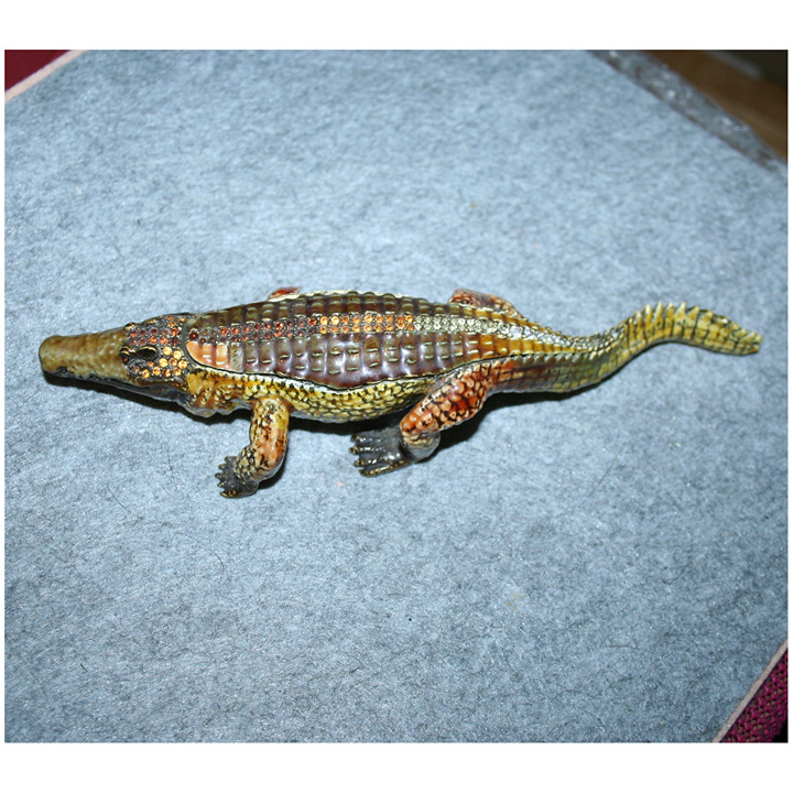 Olivia Riegel Enameled Crocodile Trinket Box with Swarovski Crystals CB1207