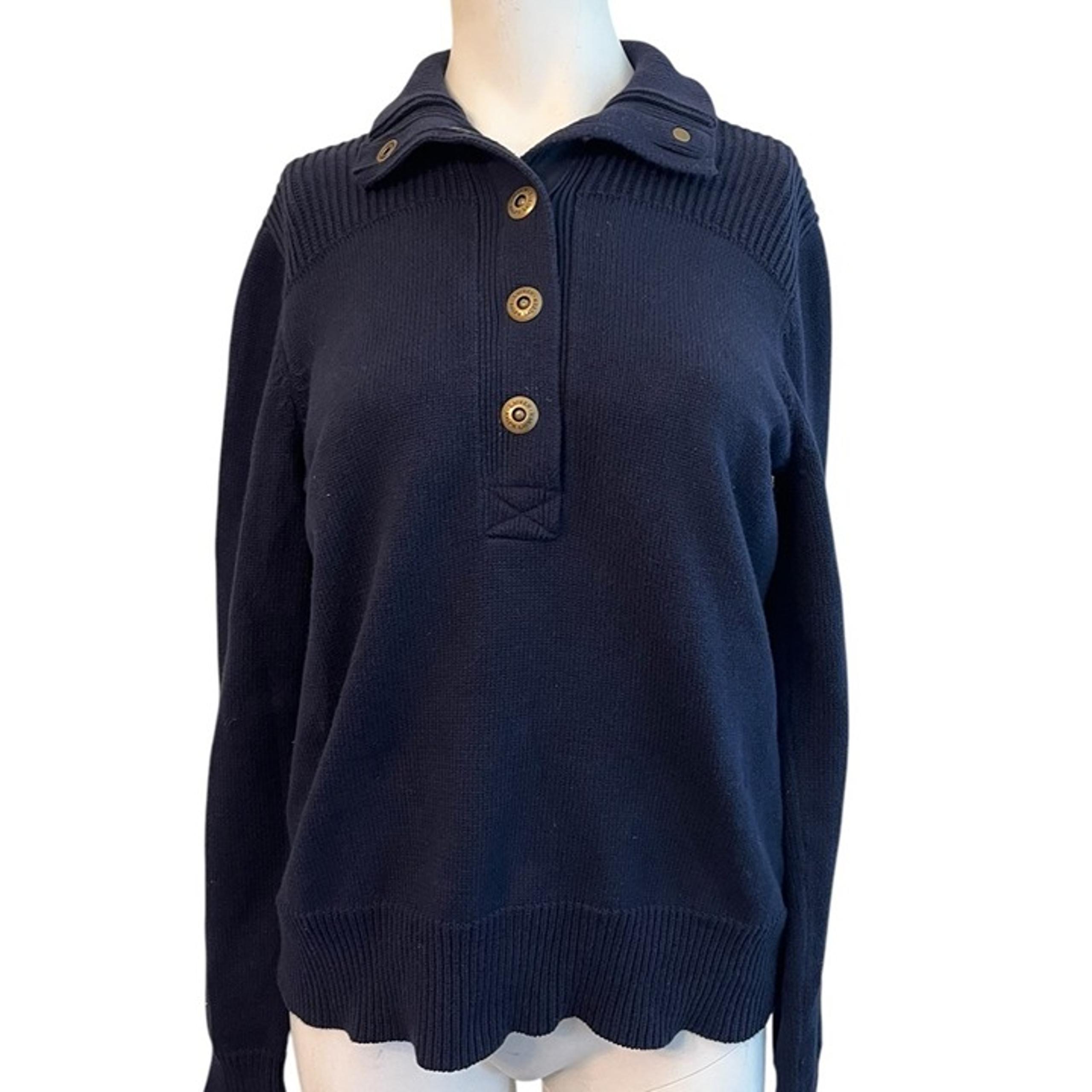 Sweater Womens Medium Navy Blue Snap Button Pullover - Lauren Ralph Lauren