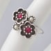 Vintage Avon Flower Ring Size 5.5 Faux Ruby and Faux Pearl Silver Tone