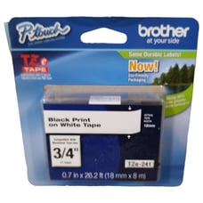 Brother 18mm (0.7 ) Black on White Tape for P-Touch, 8m (26.2 ft)