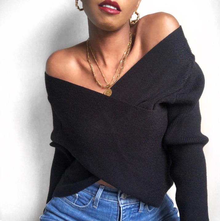 Hyfve Cropped Off the Shoulder Sweater