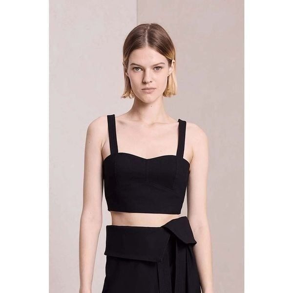 A.L.C. Layla Lace Up Bustier Back Crop Tank Top Women's Black Size 8