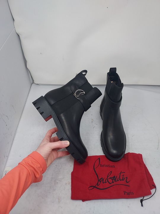Christian Louboutin Black CL Chelsea Booty Lug Boot