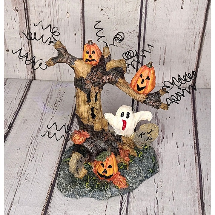 9 MSI Vintage Halloween Figurine Haunted Tree Ghost Pumpkin Gravestone Spooky