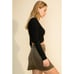 HYFVE WOMENS BLACK RIBBED CROSSOVER CROP TOP SWEATER SZ:S NWT