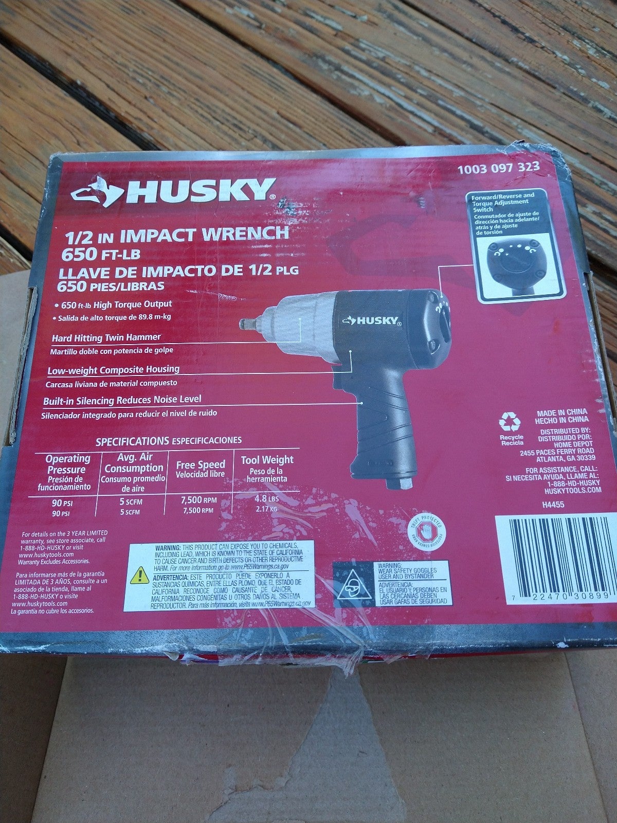 1/2 husky impact gun 650 ft-lb