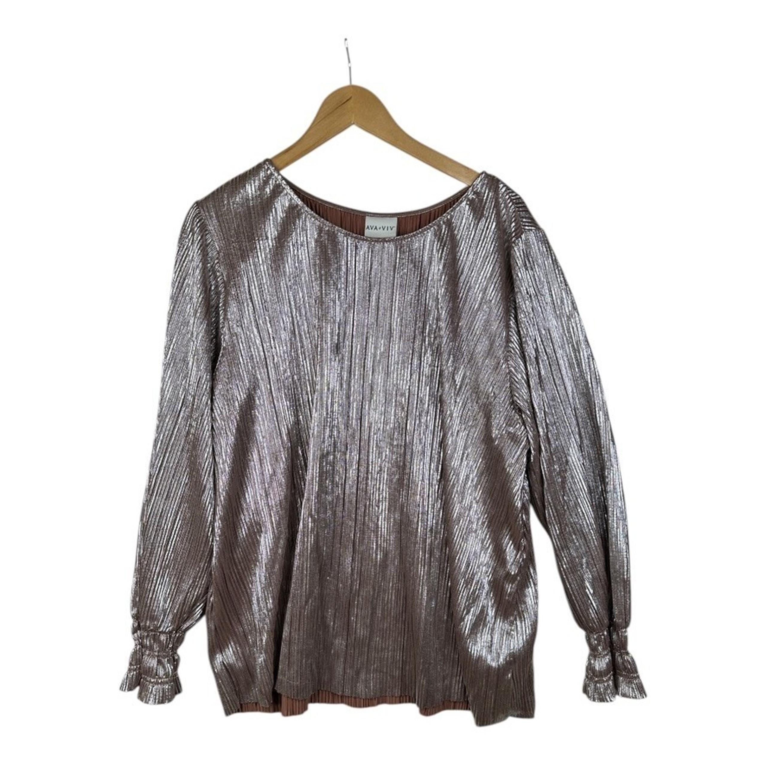 Ava & Viv Long Cuffed Sleeves Pink Shimmer Shirt Size 3X