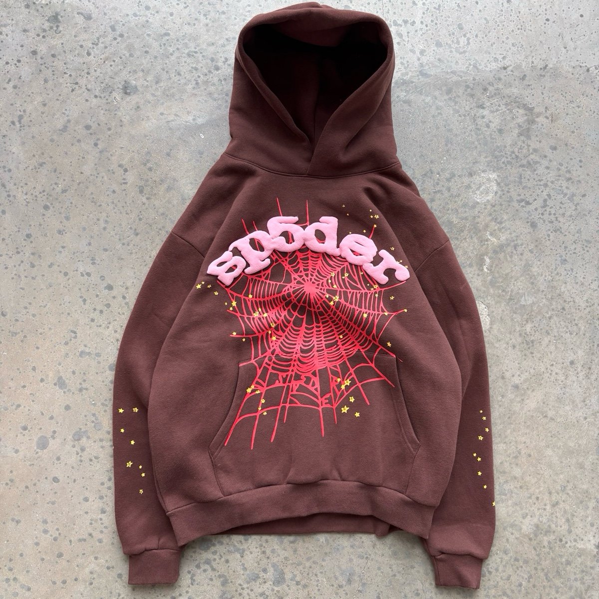 Sp5der Web Hoodie Mocha and Pink