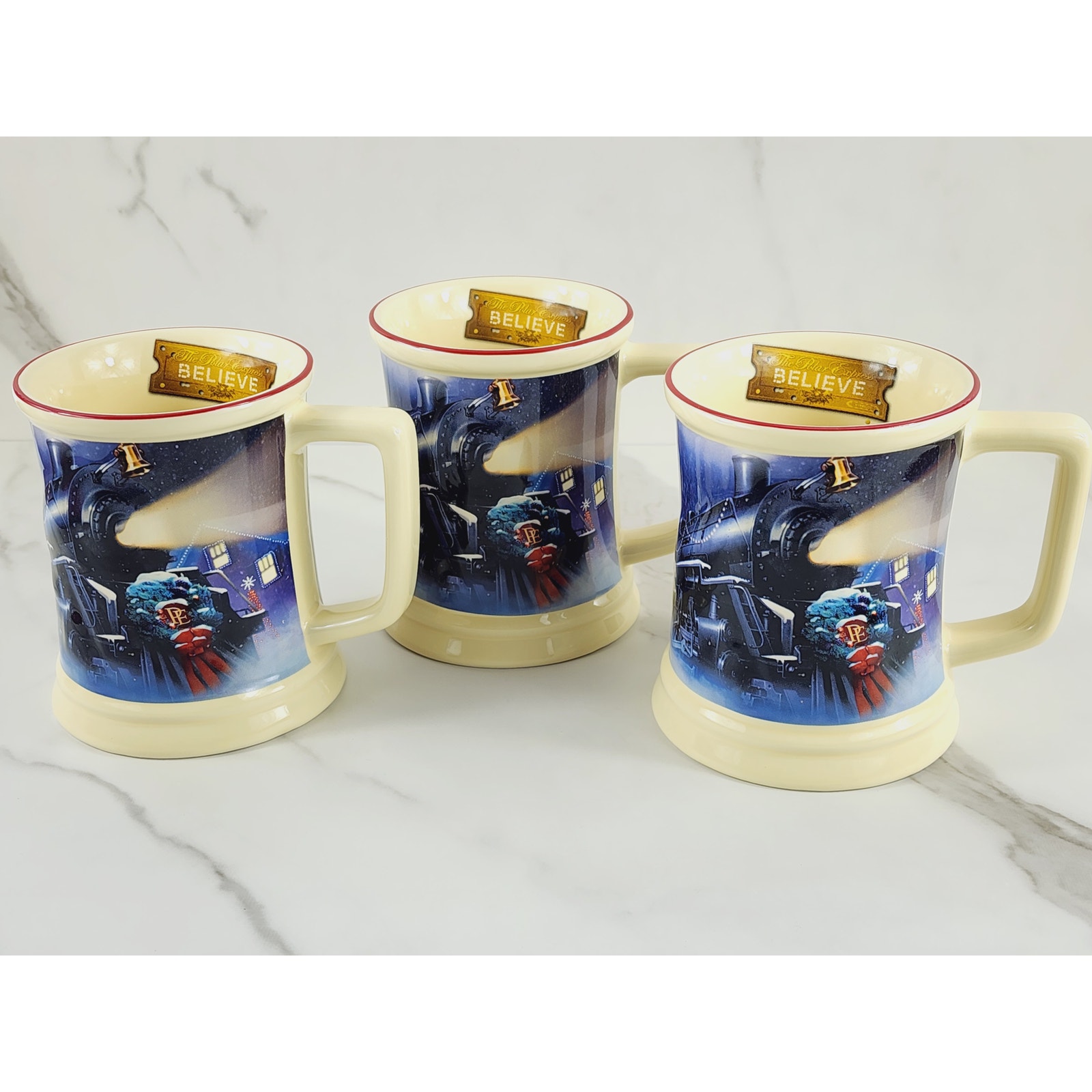The Polar Express Coffee Mug Tea Cup 16oz Christmas 4 1/4 Warner Bros 3D x3