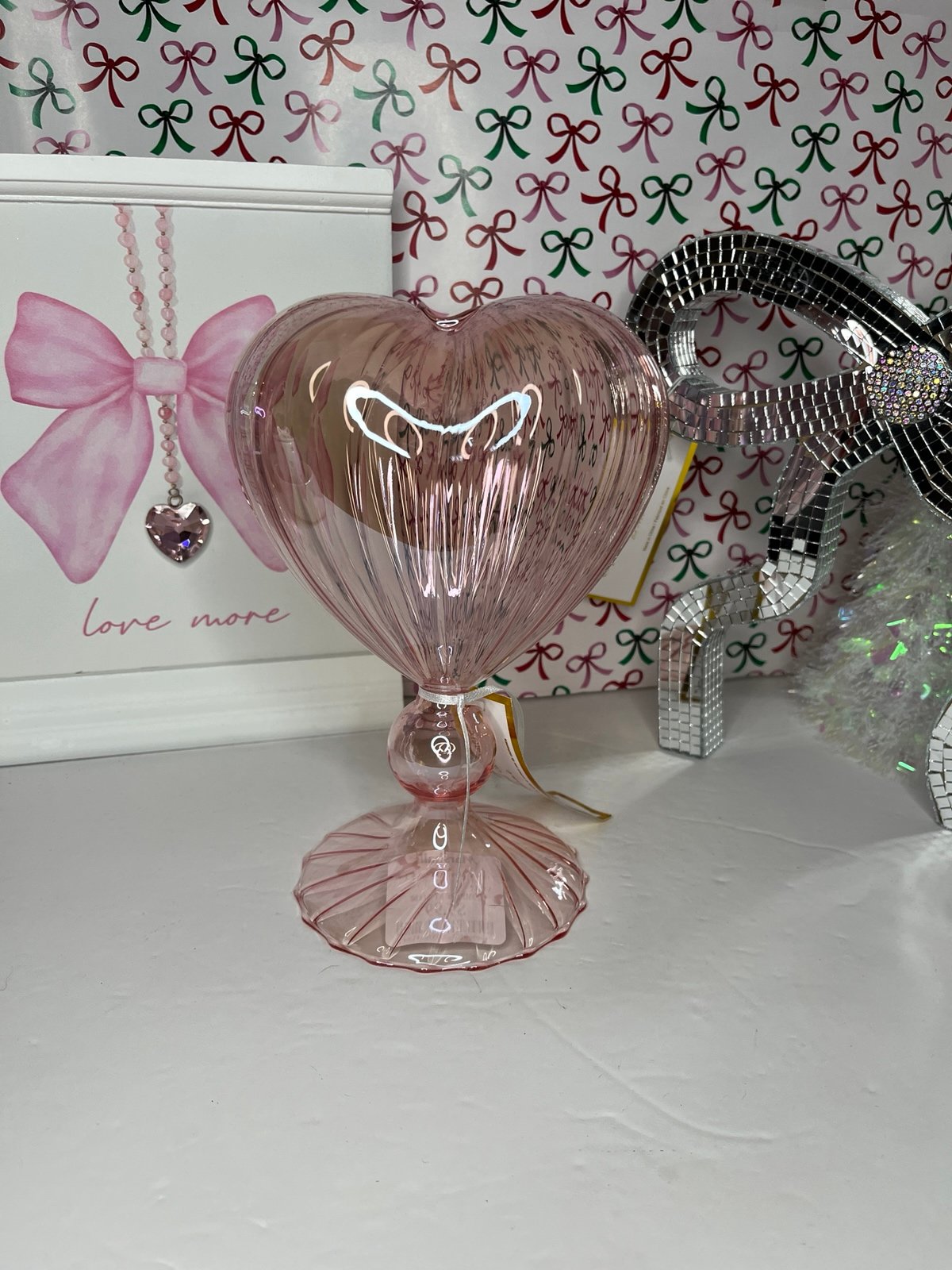 Cupcakes & Cashmere Valentine Lightweight Glass Balloon Heart Decor