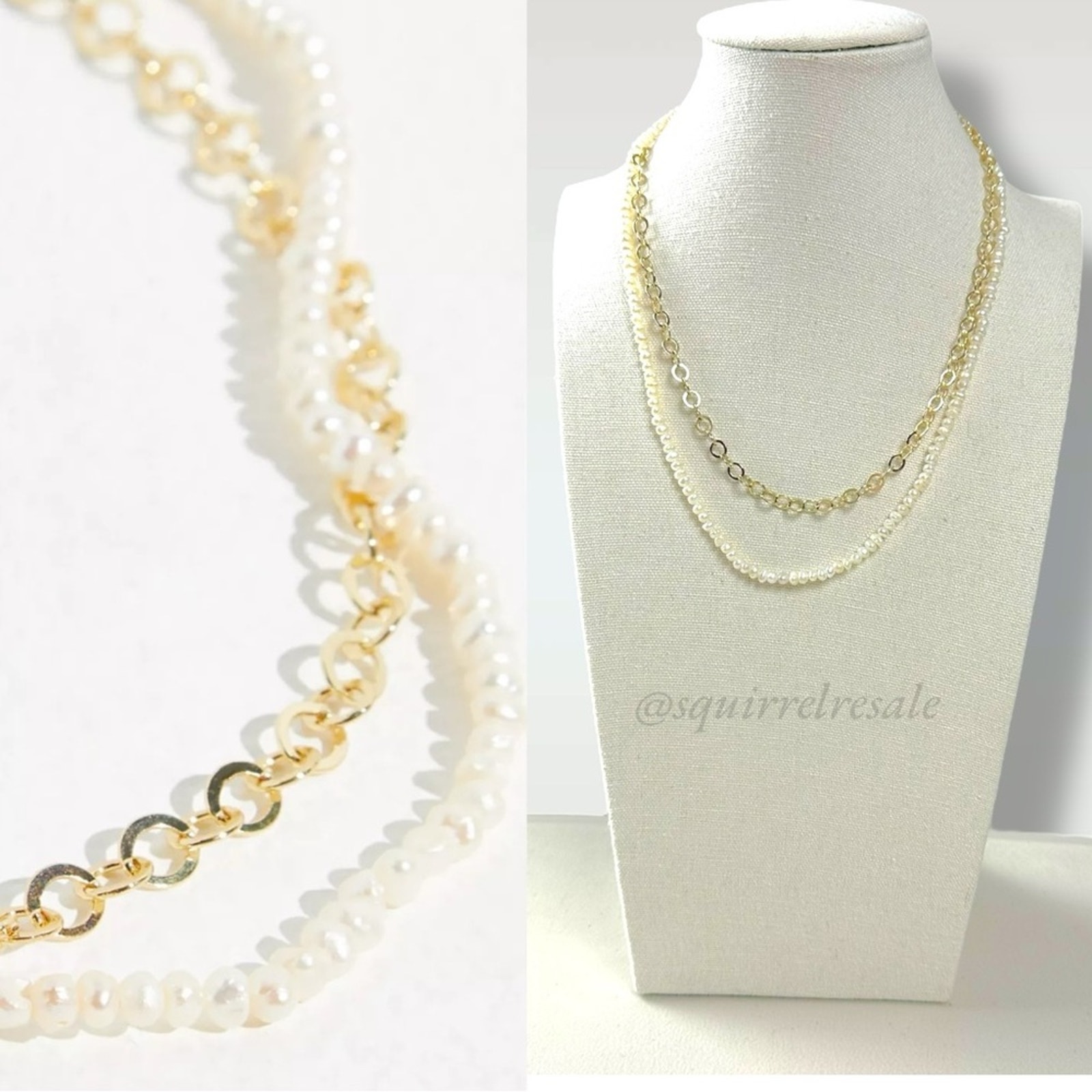 Free People Amber Sceats The Valero Pearl Necklace NWT Dainty Gold Plated Brass