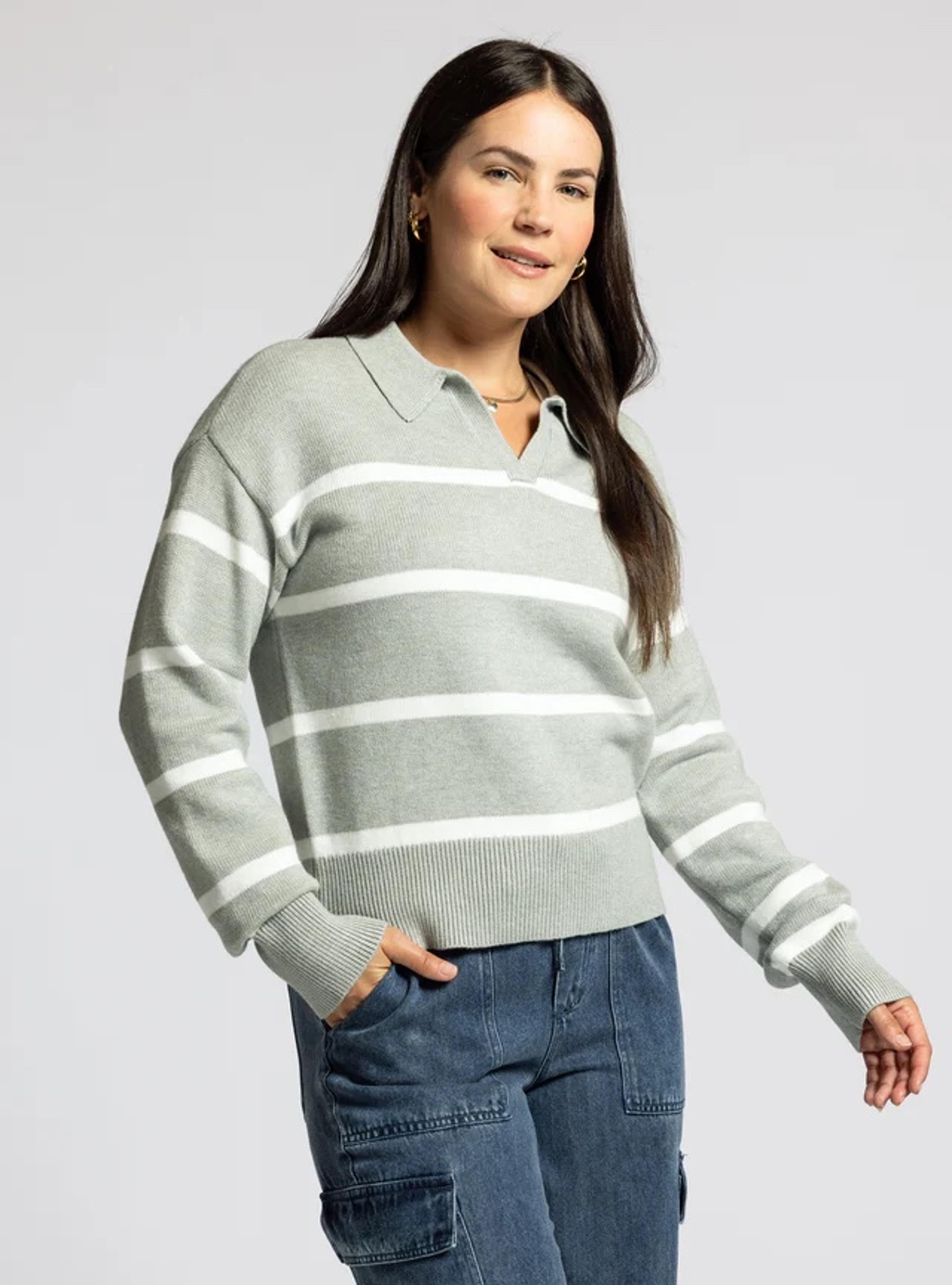Thread & Supply Women's Striped Lotus Sweater - Gray and White Small NWOT