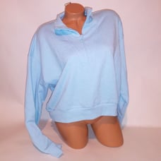 Victoria Secret Sweater XL Light Blue Solid Pullover Fleece 1/2 Zip Long Sleeve