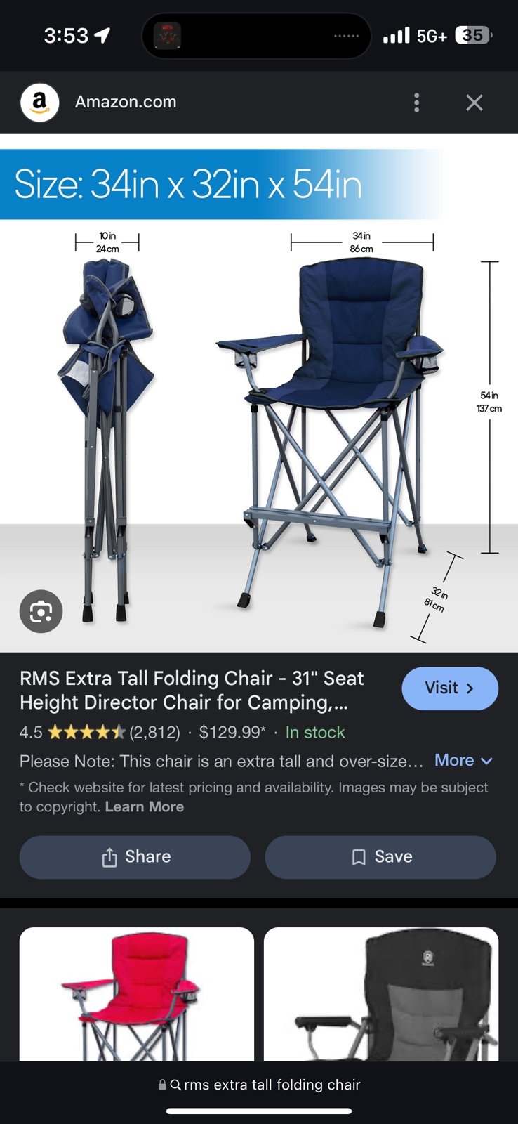 RMS Extra Tall Folding Chair