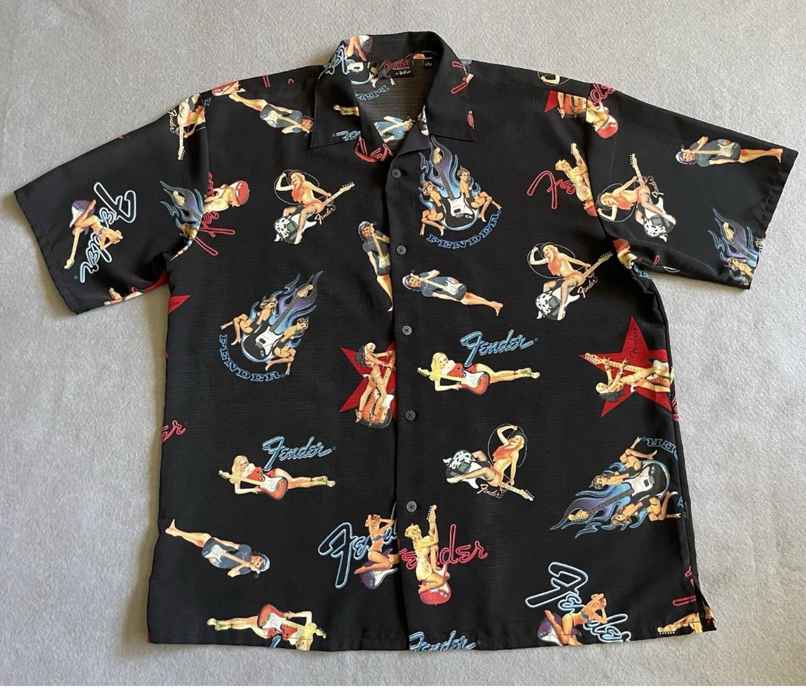 Fender Collection Men’s Pin Ups Da Vinci Button Down Shirt Guitar Size Large