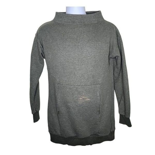 Gymshark Long Sleeve High Neck Fleece Lined Pullover Sweatshirt Womens S Gray