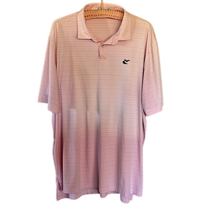 Peter Millar Featherweight Polo Shirt XXL Ombre Pink Striped Golf Shirt