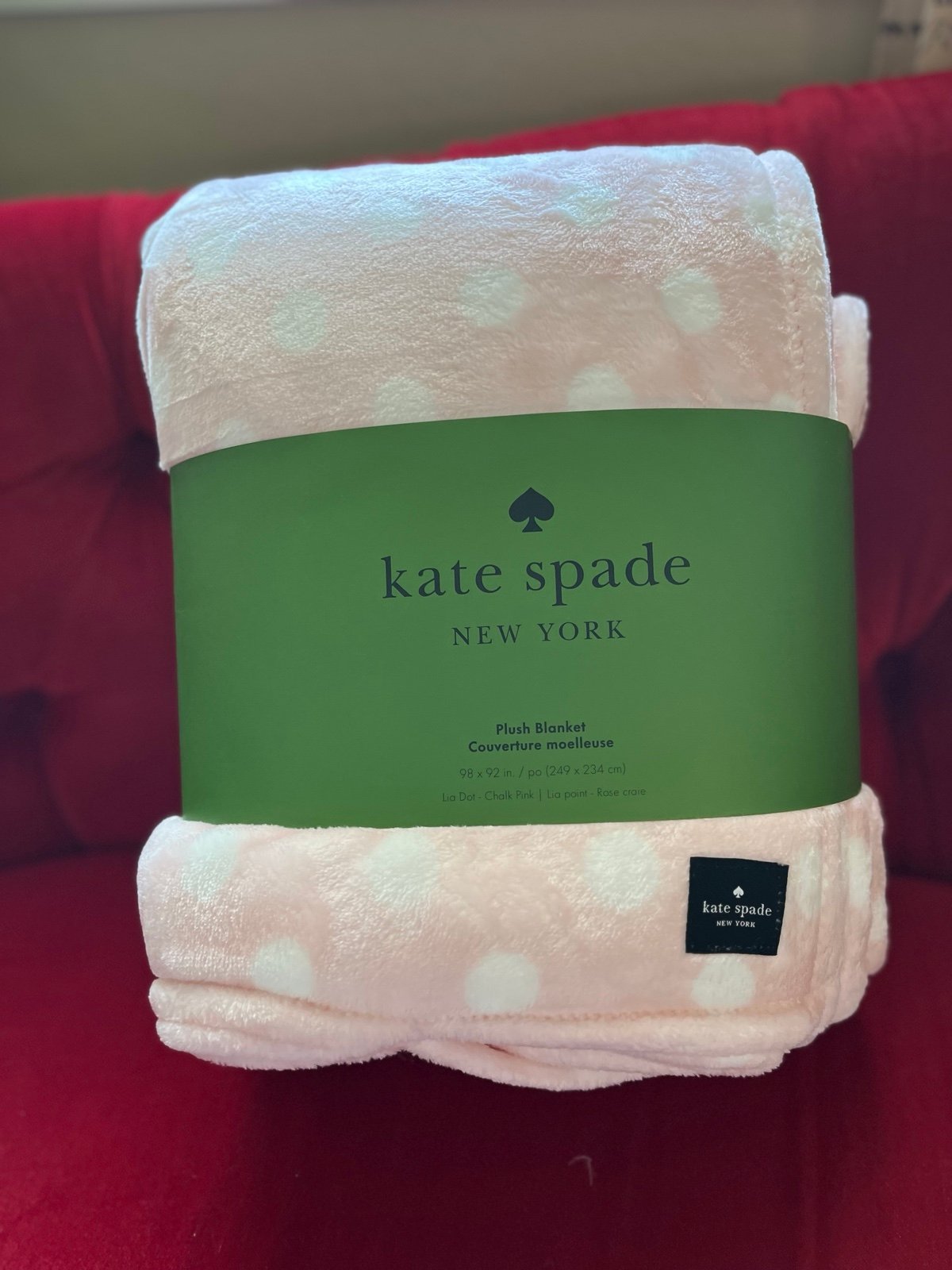 Kate Spade Lia Dot Chalk Pink Full / Queen Plush Blanket