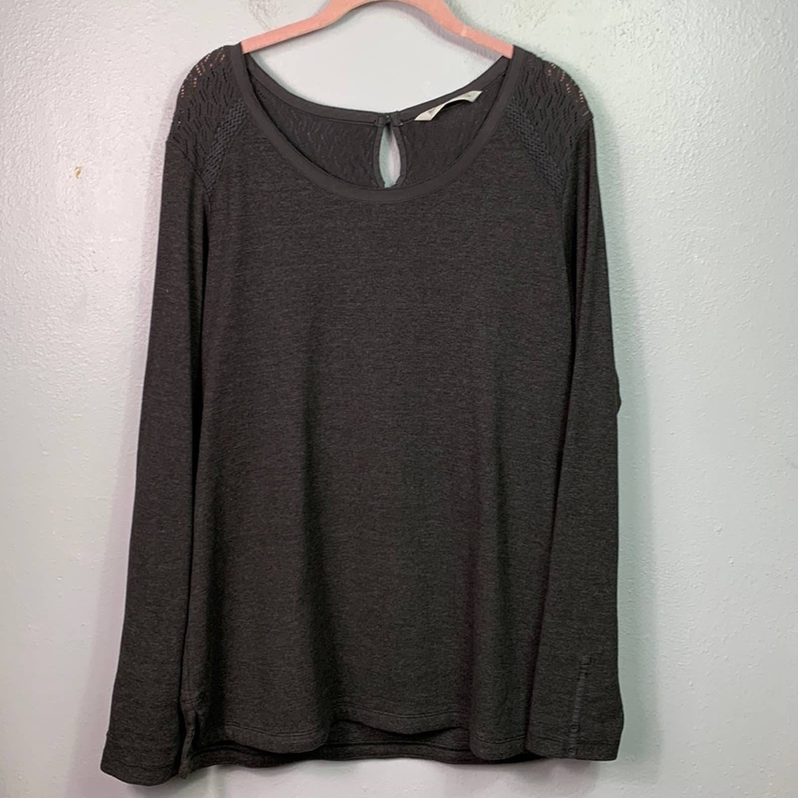 Woolrich Womens Charcoal Gray Thermal Long Sleeve Scoop Neck Sweater XL