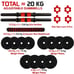 Adjustable Dumbbells - 20KG / 44LB Set