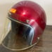 Vintage 1970s Era Hustler 200 Motorcycle Helmet Burgundy W/ Face Shield FOR DIS