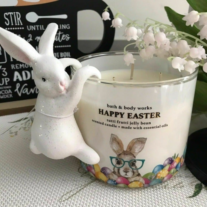 2 pcs BBW Hanging Bunny Candle Topper Easter Decor for candle + BBW Bunny candle