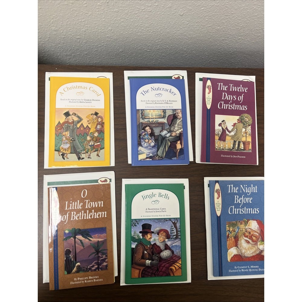 Lot Of 8 Christmas Stocking 1995 Book Pop-Up Holiday Greeting Cards New Vintage