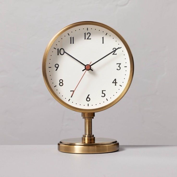 Hearth & Hand Brass Pedestal Table Clock Antique Finish