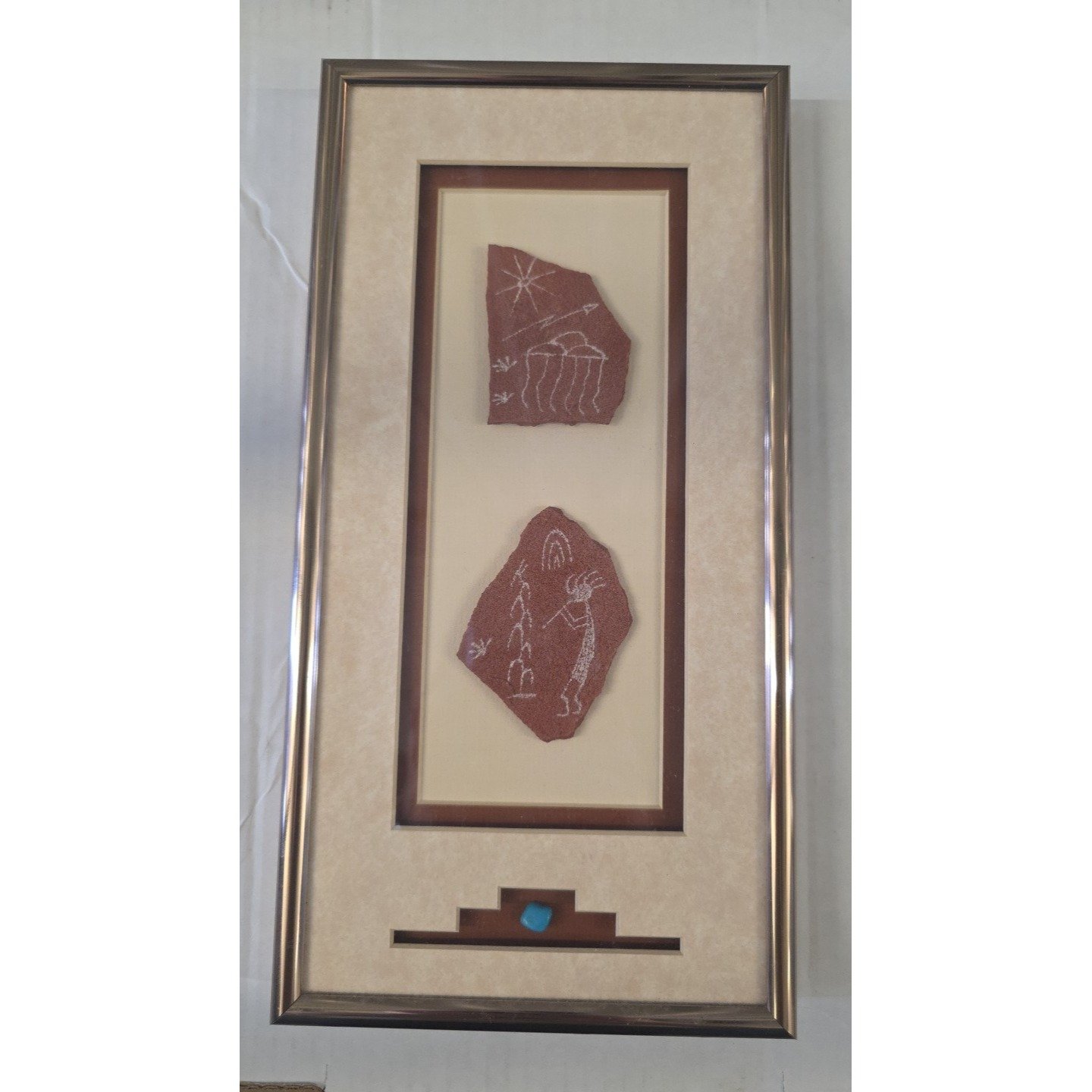 Signed Framed Larry Beck Native American Petroglyph Wall Art Rock