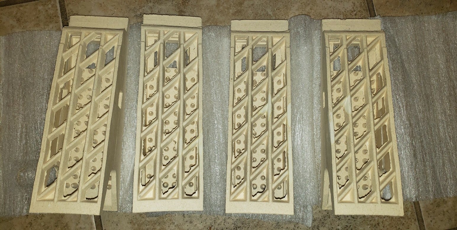 Birmingham Replacement Ceramic Radiants Grate Insert Brick Set 4 NEW OLD STOCK.