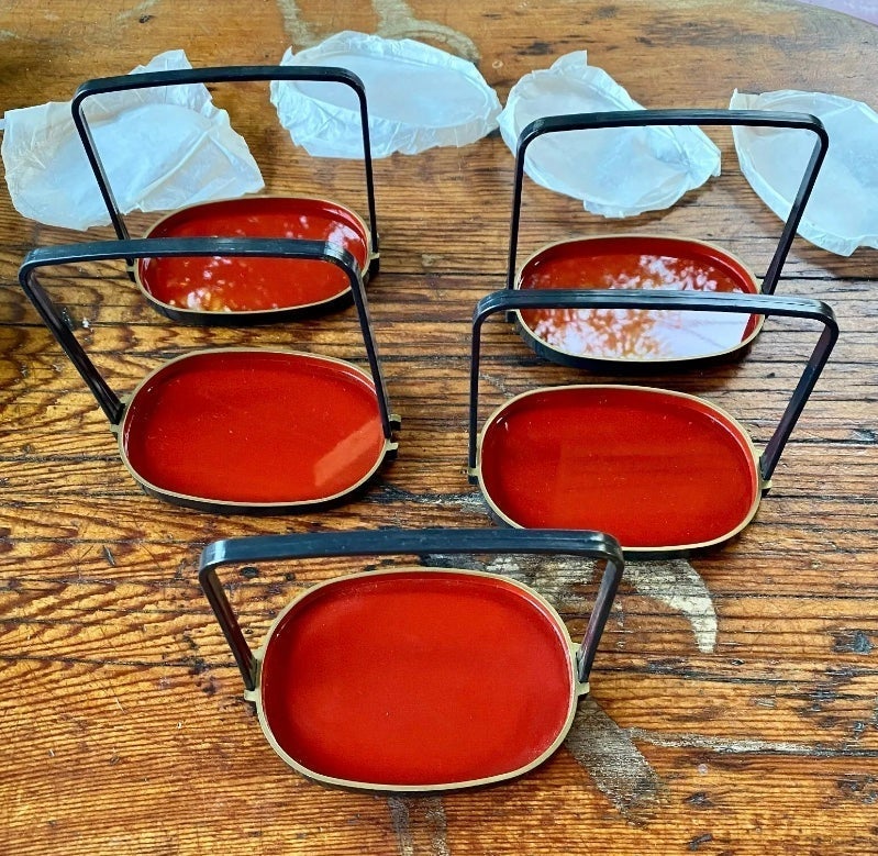 Foldable Japanese Style Plastic Sushi Plate With Handle Serving Trays — SET OF 5