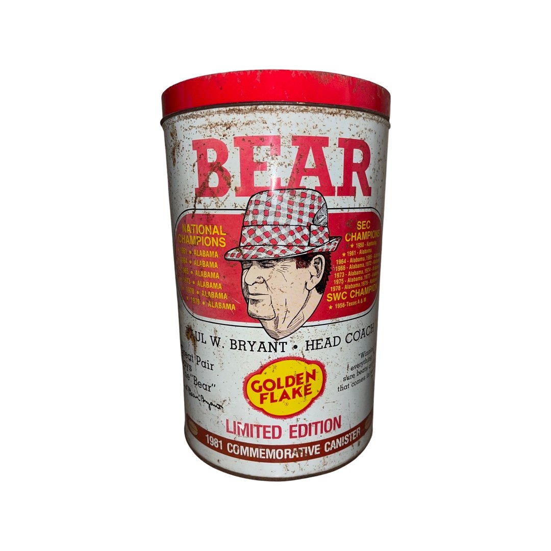 Vintage Bear Bryant 80’s Commemorative Tin for Golden Flake: Alabama Football