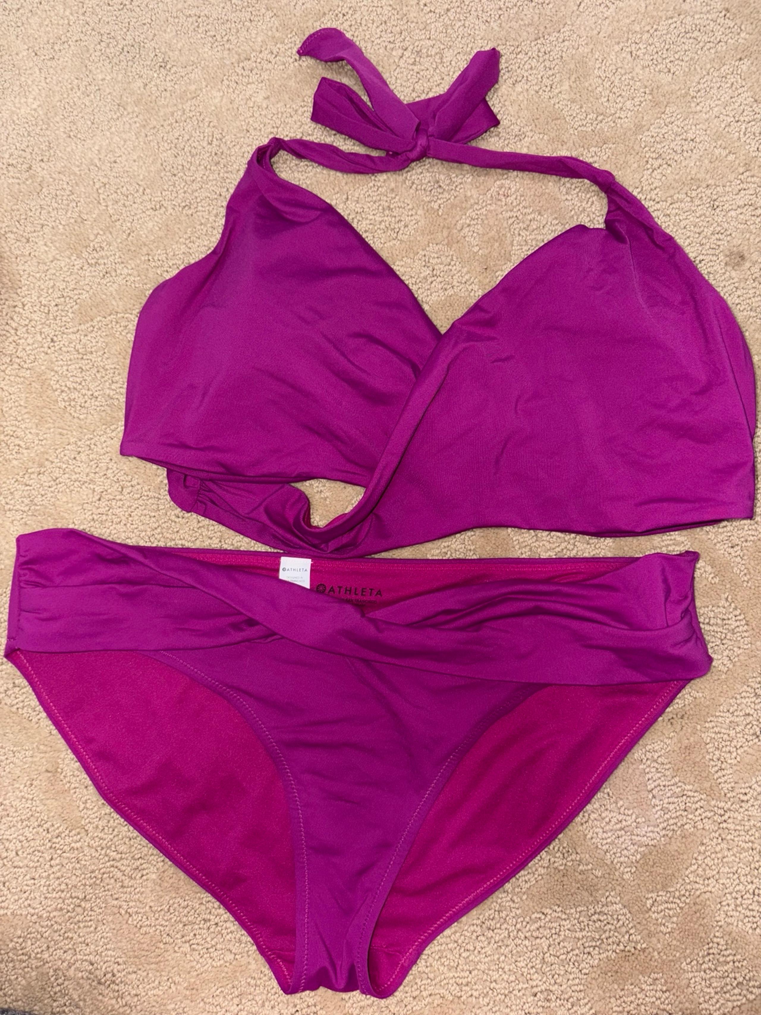 Athleta Bra Cup Wrap Halter Bikini Top with matching bottoms