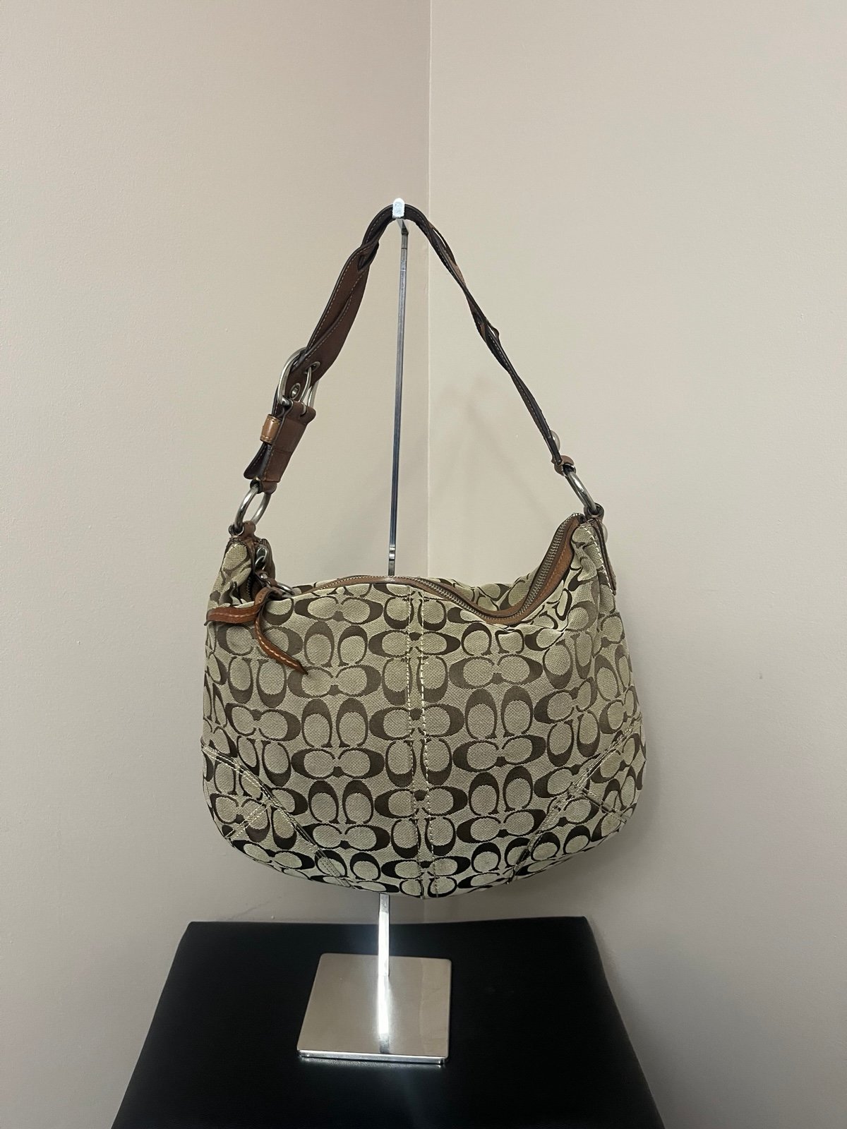 COACH Y2K Signature Soho Shoulder Hobo Bag Braided Brown Leather Strap 11859