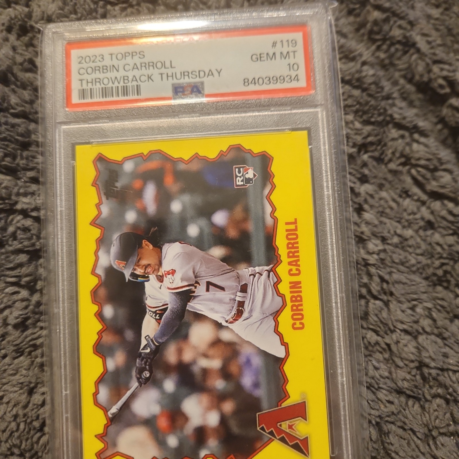 2023 topps throwback Thursday corbin Carroll rookie card PSA gem mt 10
