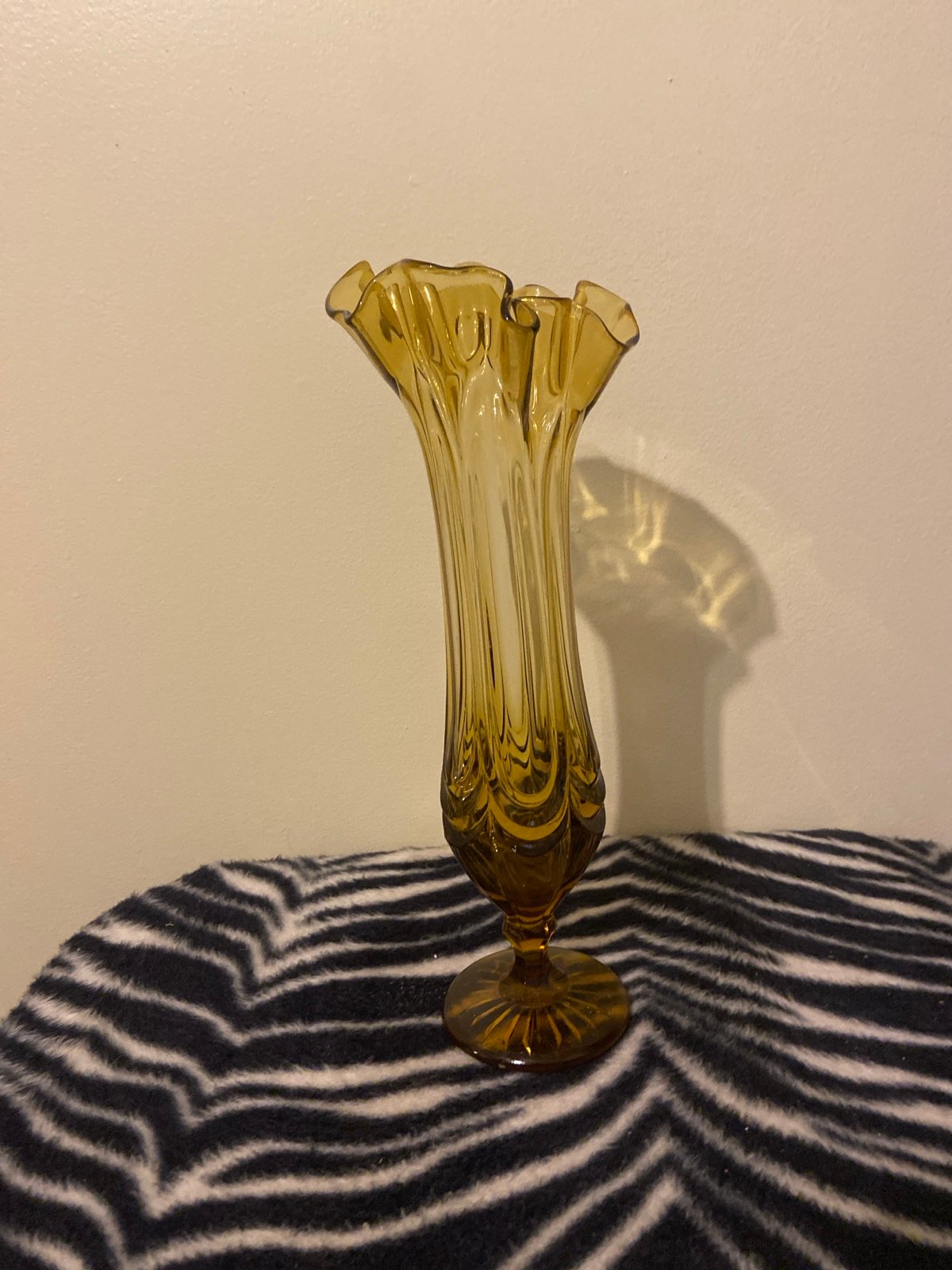 Vintage Amber Draped Footed Swung Vase