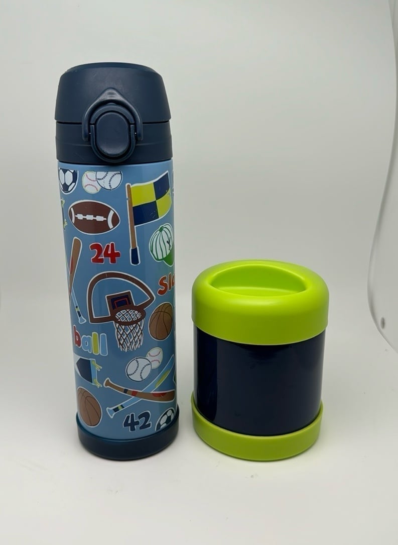 Pottery Barn Kids Mackenzie Water Bottle and Hot & Cold Container Blue Green