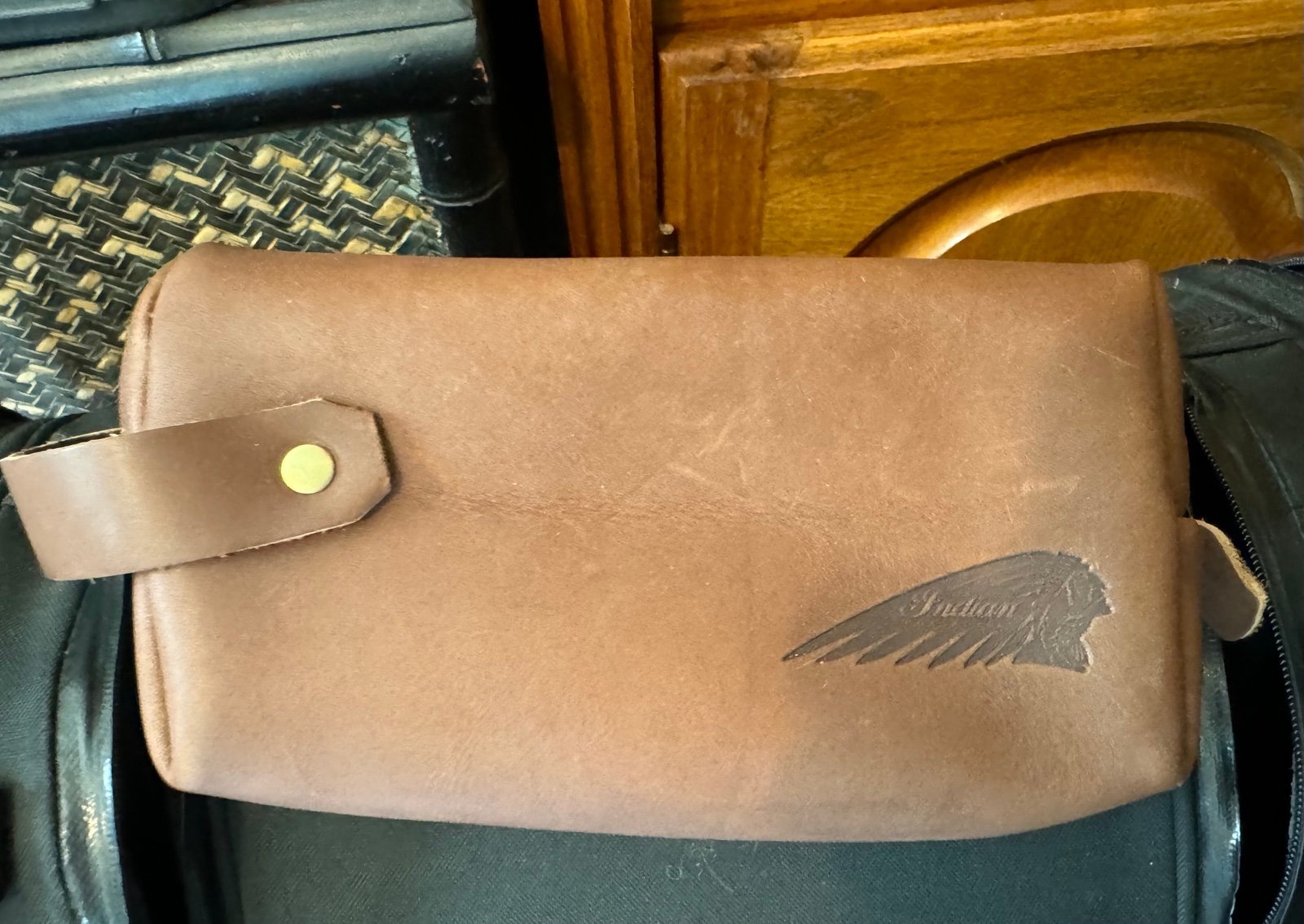 Indian motorcycle Leather toiletry bag