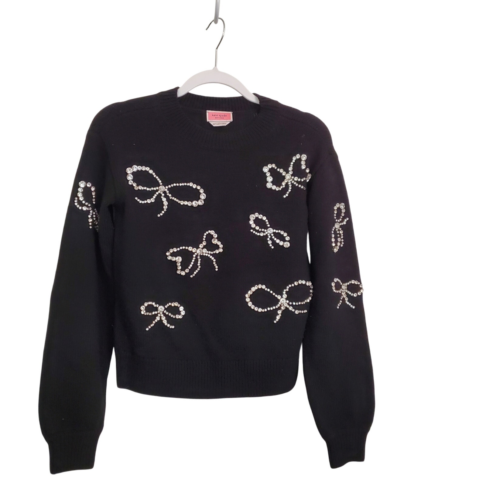 Kate Spade rhinestone bow sweater sz XXS (150)