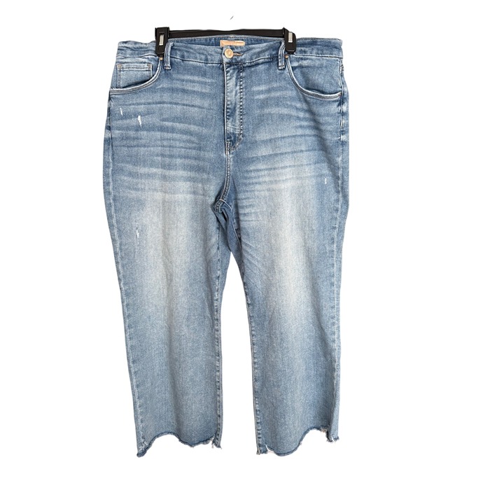 Kut From The Kloth Womens Distressed Straight Leg Denim Jeans Size 18W Light Was
