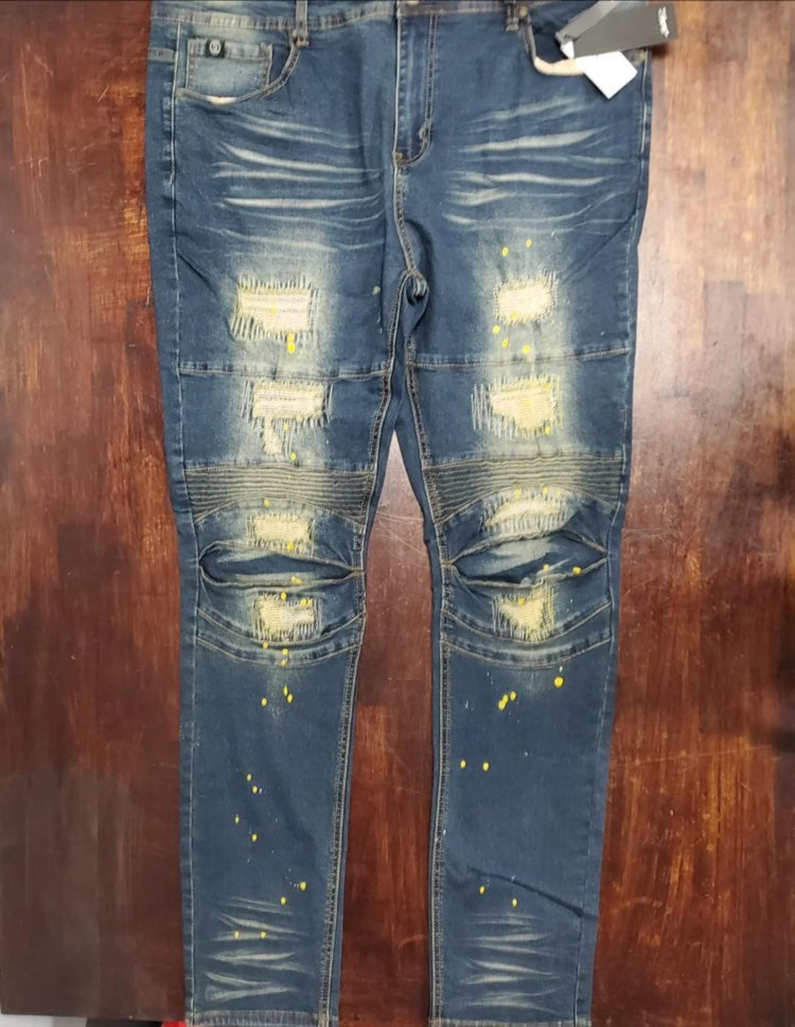 Paint splash denim jeans sz Various