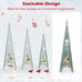 Set of 3 Tower Shaped Christmas Trees (3ft/3.5ft/4ft) Artificial Xmas Metal