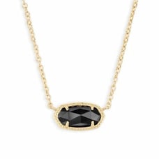 Kendra Scott Elisa Necklace Black Glass Gold Chain