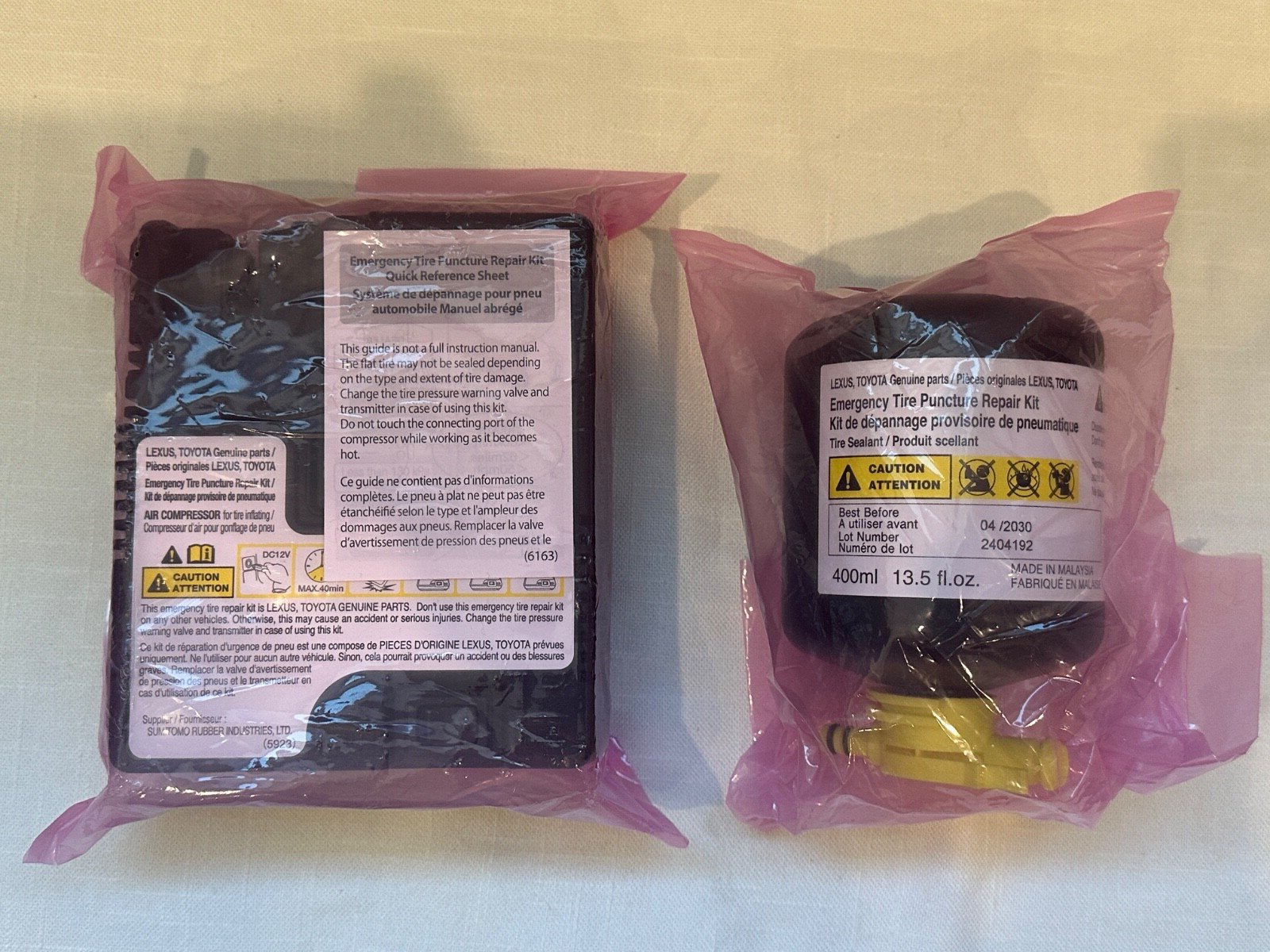 Genuine Toyota and Lexus Emergency Tire Puncture Repair Kit
