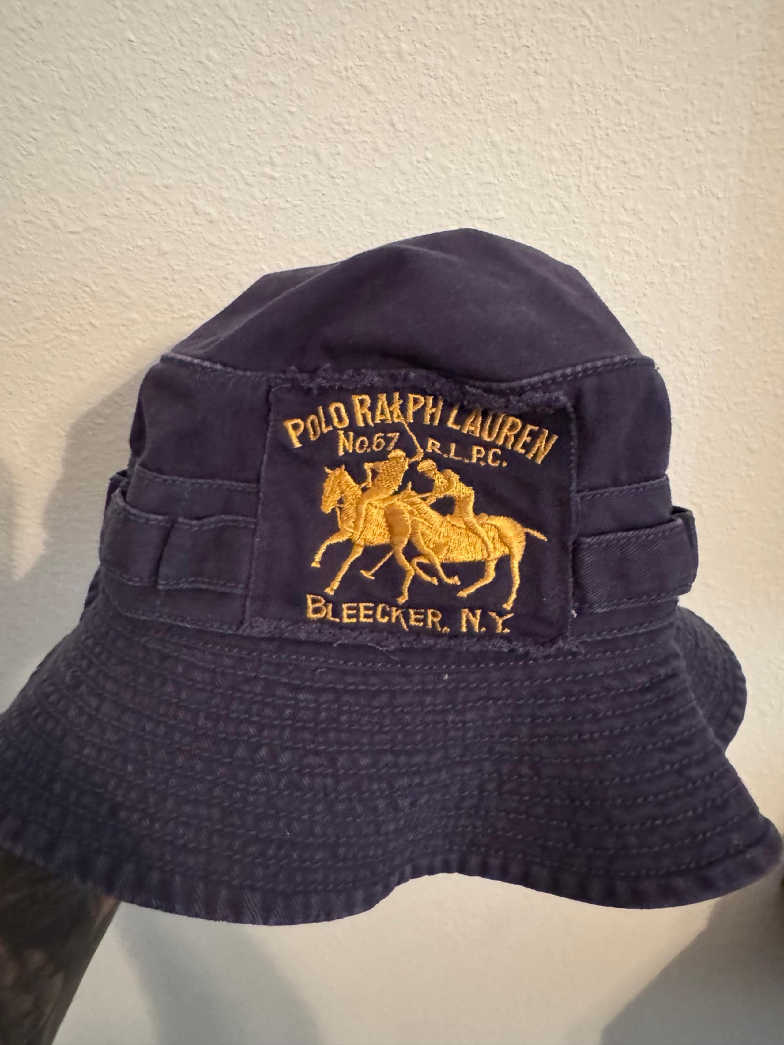 VTG Polo Ralph Lauren Bleeker Big Pony Bucket Hat Mens Small/Medium Blue Gold