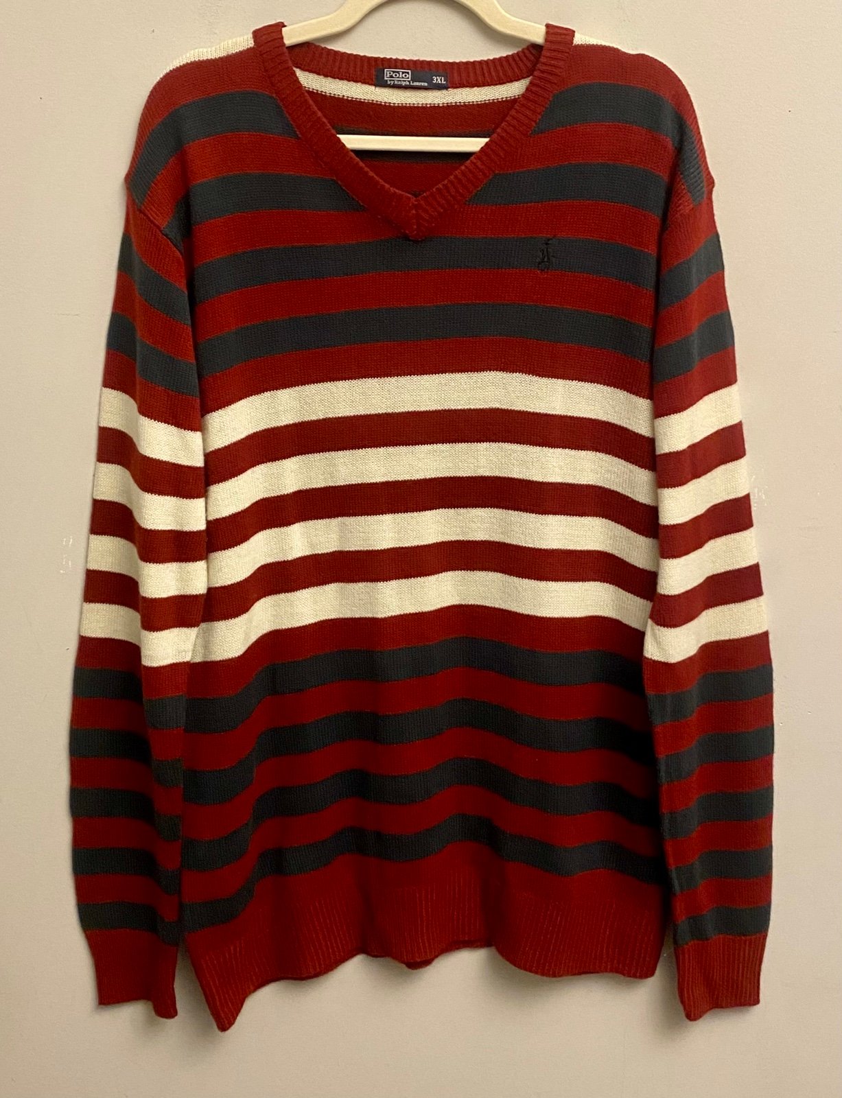 Vintage Polo Ralph Lauren Men’s Sweater Size 3XL Knit Striped 1990’s.