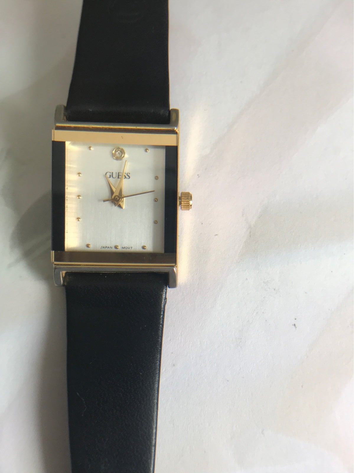 Guess Japan Movement Black Genuine Original Leather Band Watch. Preowned.