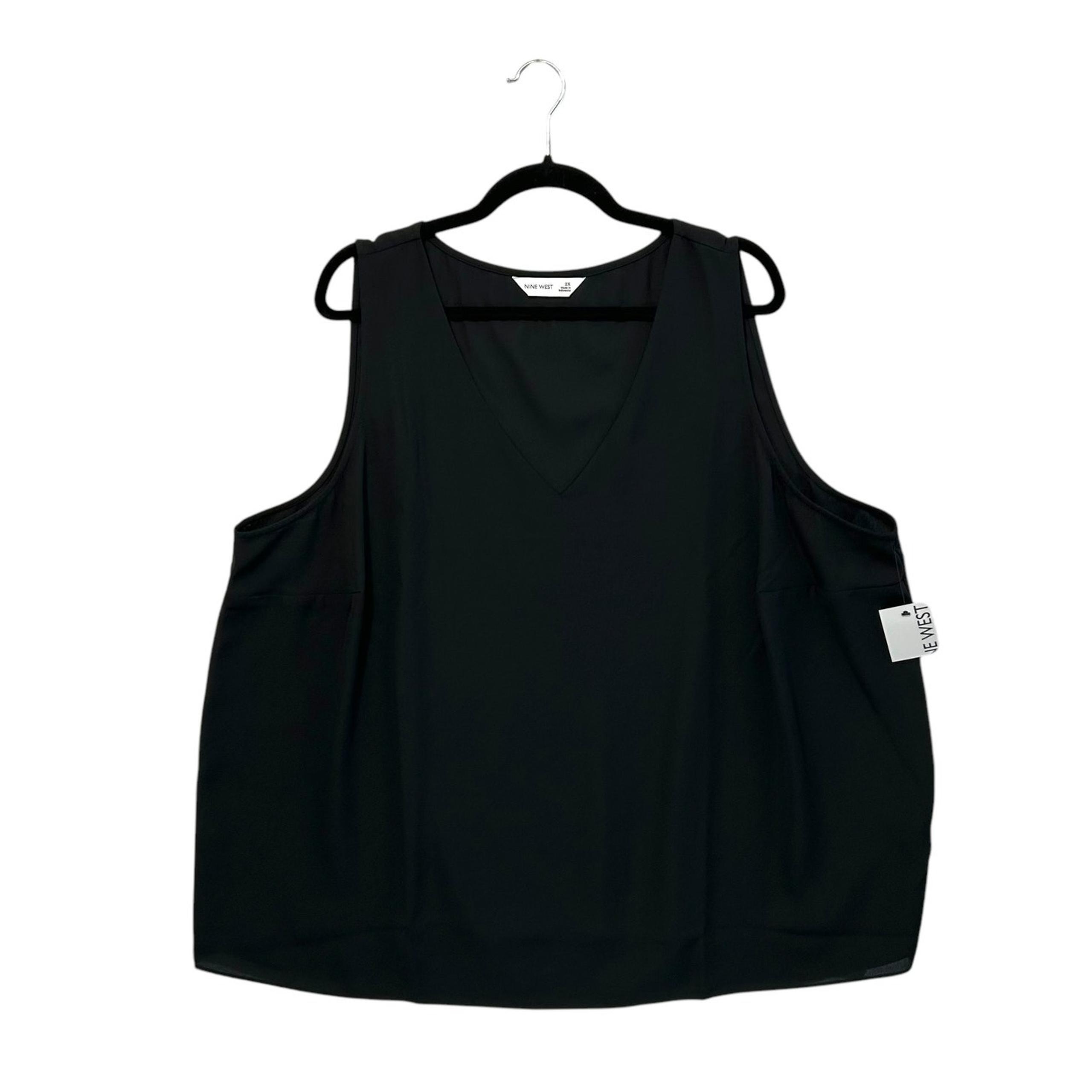 Nine West Sleeveless V-Neck Top NWT Women's Sz 2X Black Timeless Dressy Classic