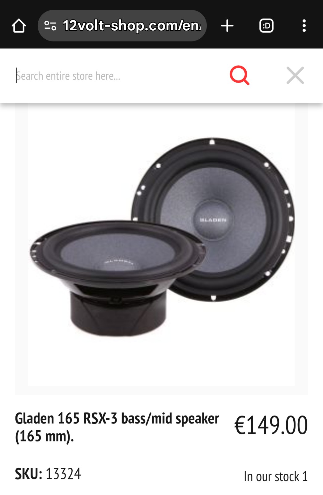Gladen 165 RSX-3 bass/mid speaker (165 mm).